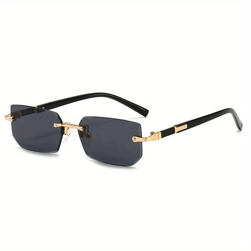 Randlose Sonnenbrille, rechteckig, modisch, beliebt, für Damen und Herren, kleine quadratische Sonnenbrille für Damen und Herren, Sommer, Reisen, Oculos – Detail 2