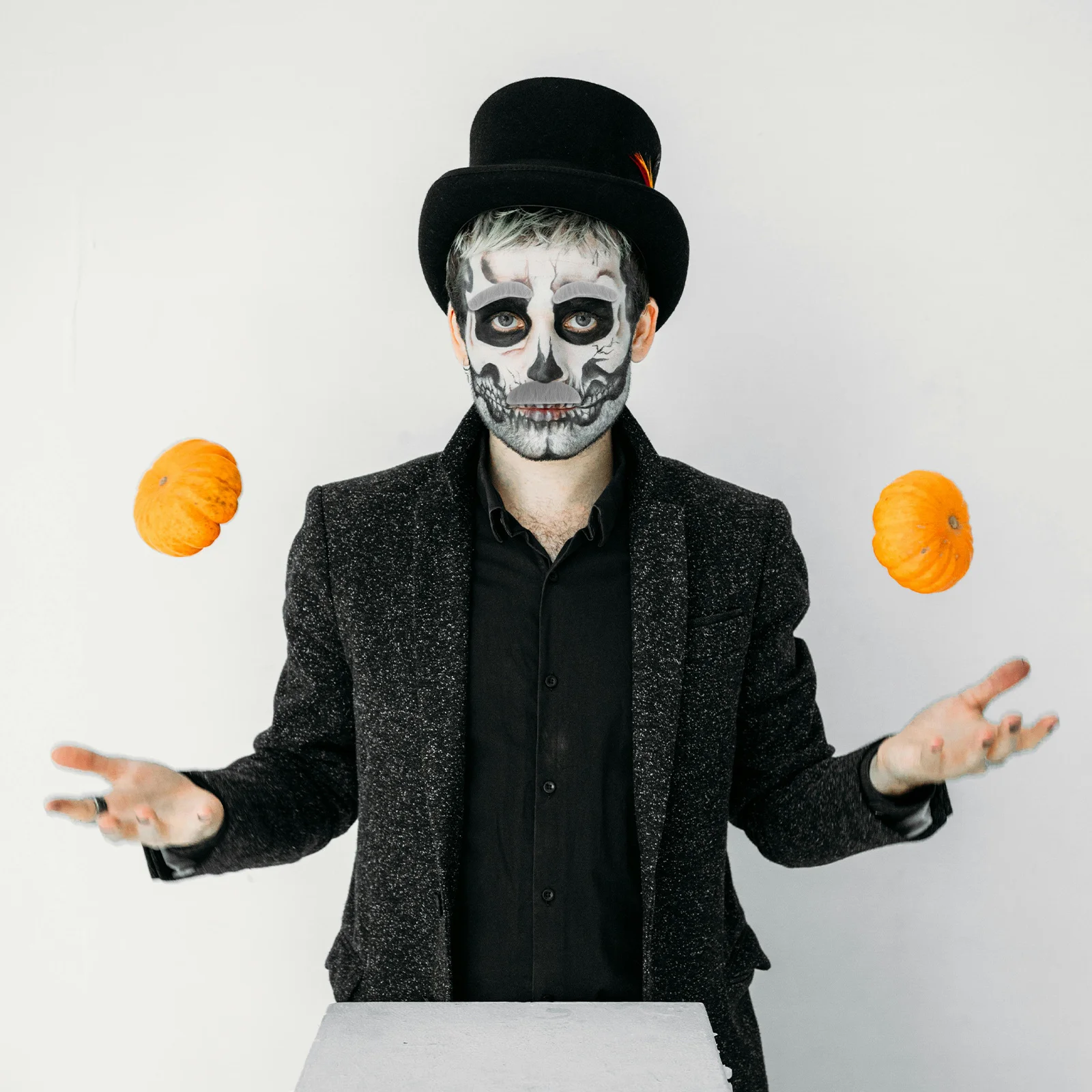 6 conjuntos de sobrancelhas de barba falsa cinza realista conjunto para homens velho halloween cosplay palco desempenho adereços kit de barba para homem