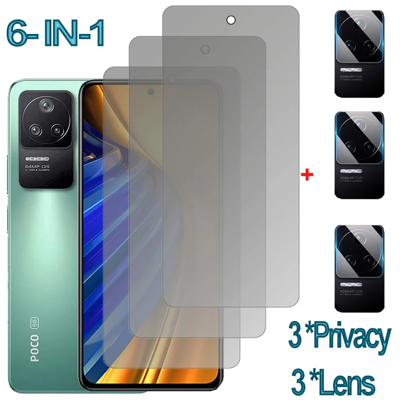 Privacy Glass Poco F4 Tempered Glass For Xiaomi Poco F4 X4 GT Film Smartphone 9H Hard Anti-Spy Glare Screen Protector Poco X4 X3 M4 M3 Pro 5G PocoF4 Prevent Peeping Safety Protective Glasses Poco X 4 F4 GT