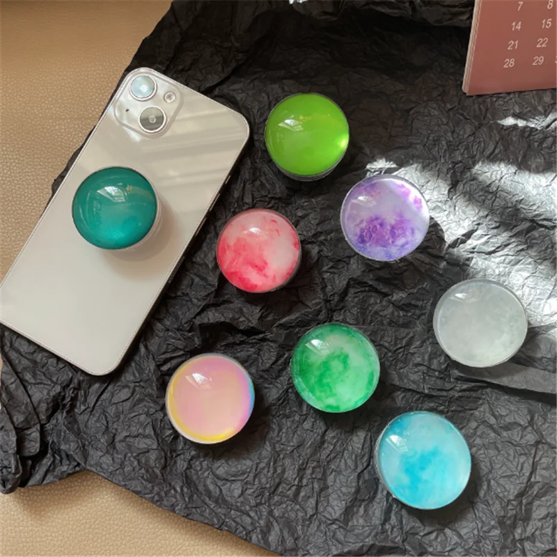 Crystal Circle Agate Pattern Mobile Phone Holder Stand INS Phone Finger Holder Fold Grip Air Sac Ring Mobile Stand Tok Support