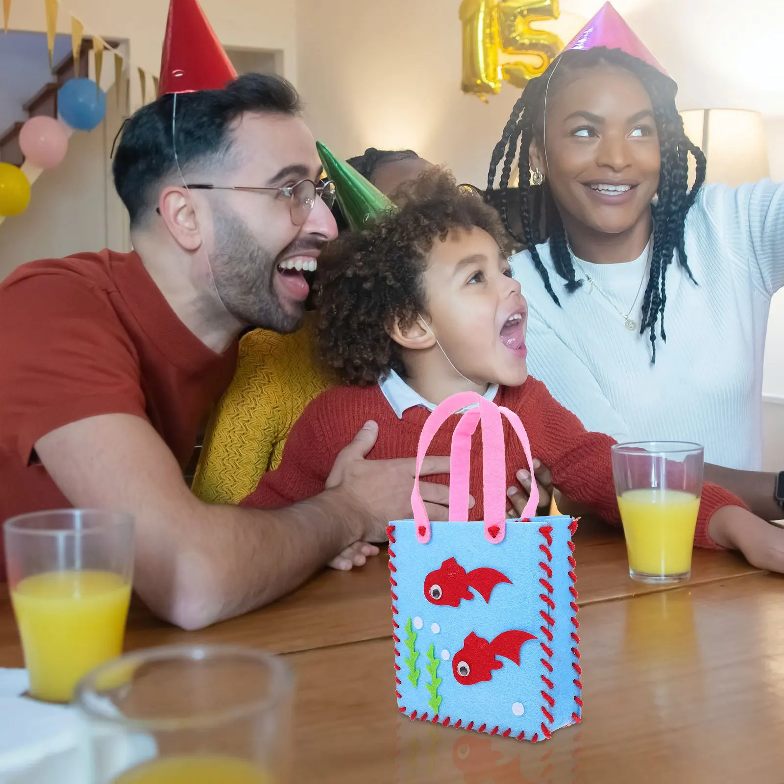 4개입 어린이 DIY 핸드백 키트 부직포 재질 만화 스타일 수제 공예 부모-자녀 선물 프로젝트 DIY 핸드백