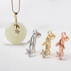 Donut Bail CZ Star Flower Pinch Clip Clasps Pendant Donut Hook Buckle Setting for Diy Gemstone Pendant Jewelry Making Findings