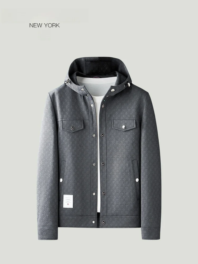 

THOM BEAUN Мужская вязаная куртка с цветочным узором, весенне-осенняя, ветрозащитная, универсальная, с капюшоном