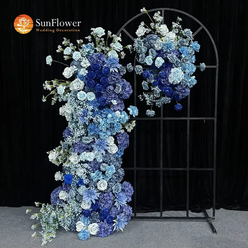 Sunwedding Glamorous Crystal Wedding Blue Arch Artificial Multi-flower Arch for Red Carpet Premieres and VIP Galas