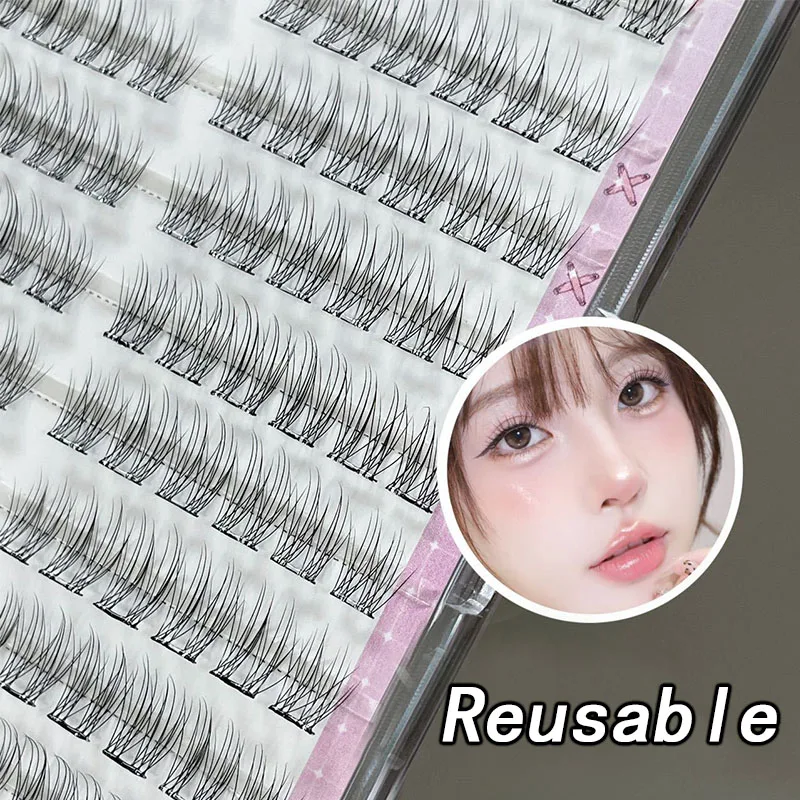 No Need Glue 10 Rows Korean Style Daily Eyelashes DIY Reusable Glue Free Single Cluster Novice Self-adhesive Eyelashes Makeup