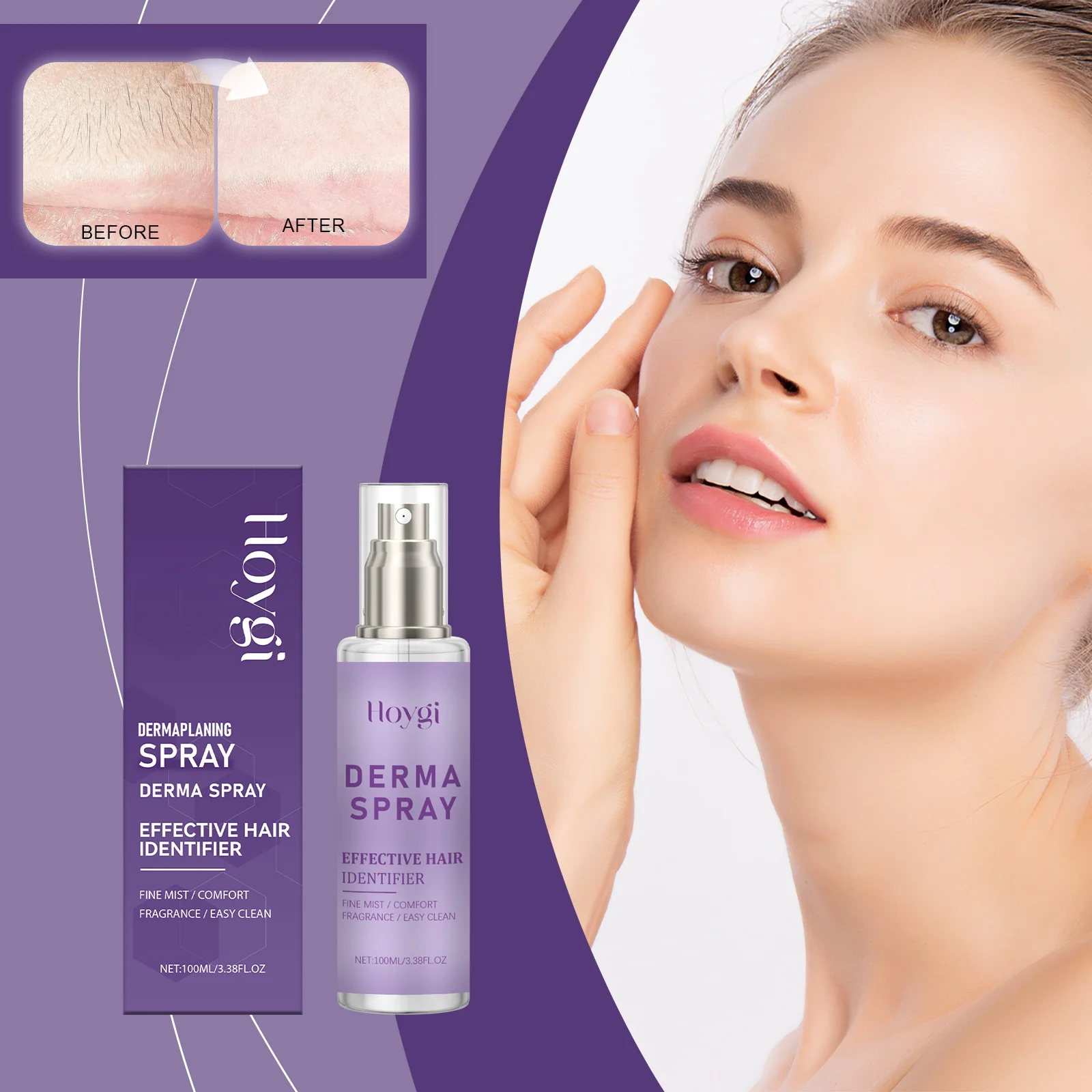 Spray Dermaplaning - Préparation pré-rasage pour une épilation faciale impeccable |   Brume fine pour le confort, identifiant capillaire, facile à nettoyer