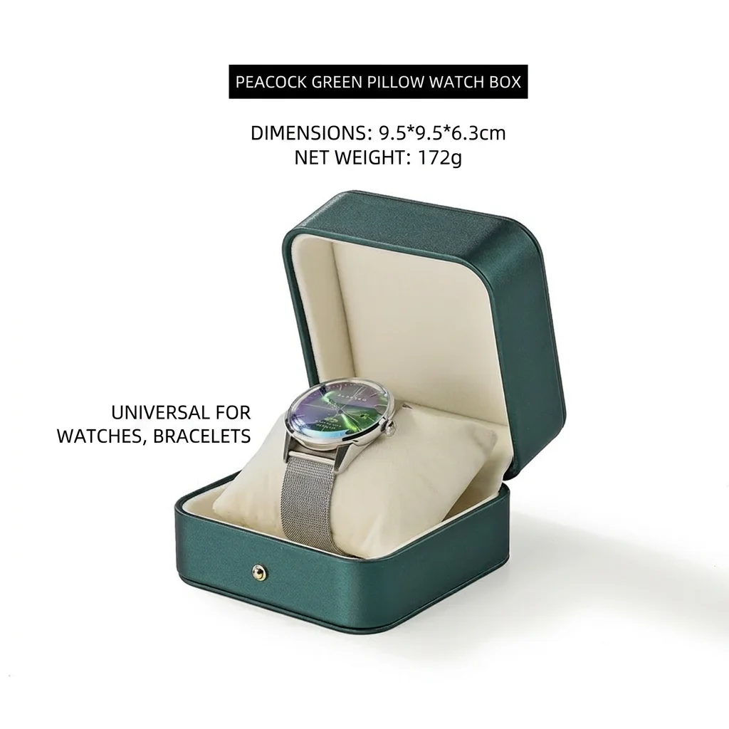 Luxury Watch Holder Premium Pu Leather Watch Box Gold Trim Jewelry Case Elegant Flip Lid Storage Case For Jewelry In-Store