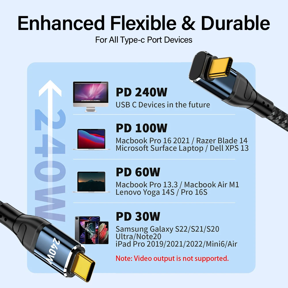 كابل شحن سريع PD 240 وات USB من النوع C إلى C لهاتف iPhone 15 16 17 Pro Max iPad Macbook Air سلك شاحن بيانات سامسونج 2 متر 3 متر 90 درجة