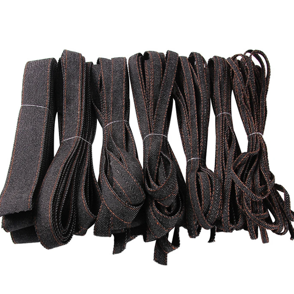 Correa vaquera de 5 metros, cordón Falt de 6-40mm, cuerda de tela vaquera para manualidades DIY, collar, accesorios para el cabello, accesorios de decoración del hogar