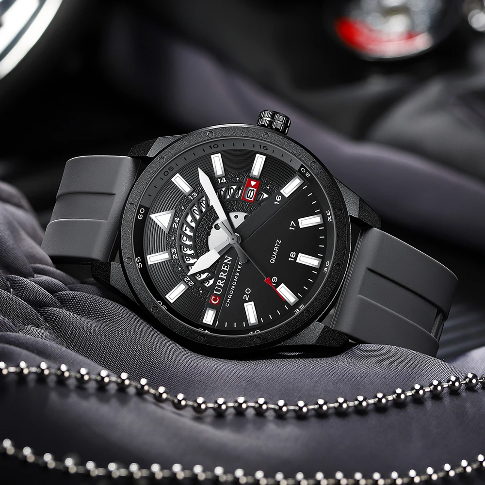 CURREN 8421 Men\'s Watch Luxury Men\'s Quartz Watch Breathable Leather Strap Waterproof Business Casual Sports Men\'s Watch