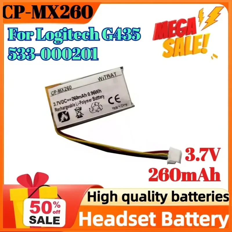 CP-MX260 3.7V 260mAh Digital Battery for Logitech G435 533-000201 Headset Battery