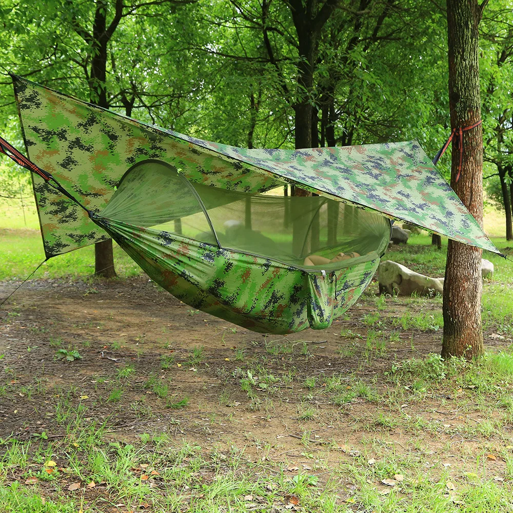 

Outdoor Camping Accessories, Portable Hammock with Mosquito Net and Waterproof Canopy