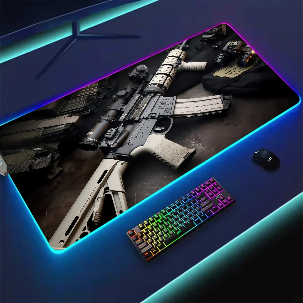 Mouse Pad LED S Light RGB Firearms Luminous Keyboard Desk-Mat Color Waterproof Weapon bullets Office Computer Anti-slip Rubber