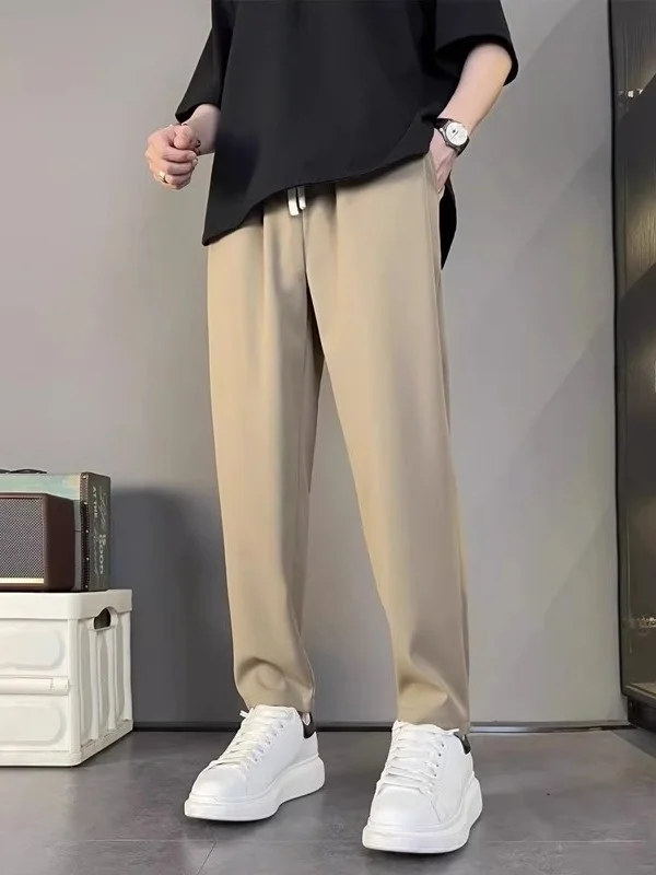 

Ice Silk Casual Pants Men's Summer Thin Breathable Loose Straight Leg Anti-Wrinkle Drapey Versatile Casual Trousers