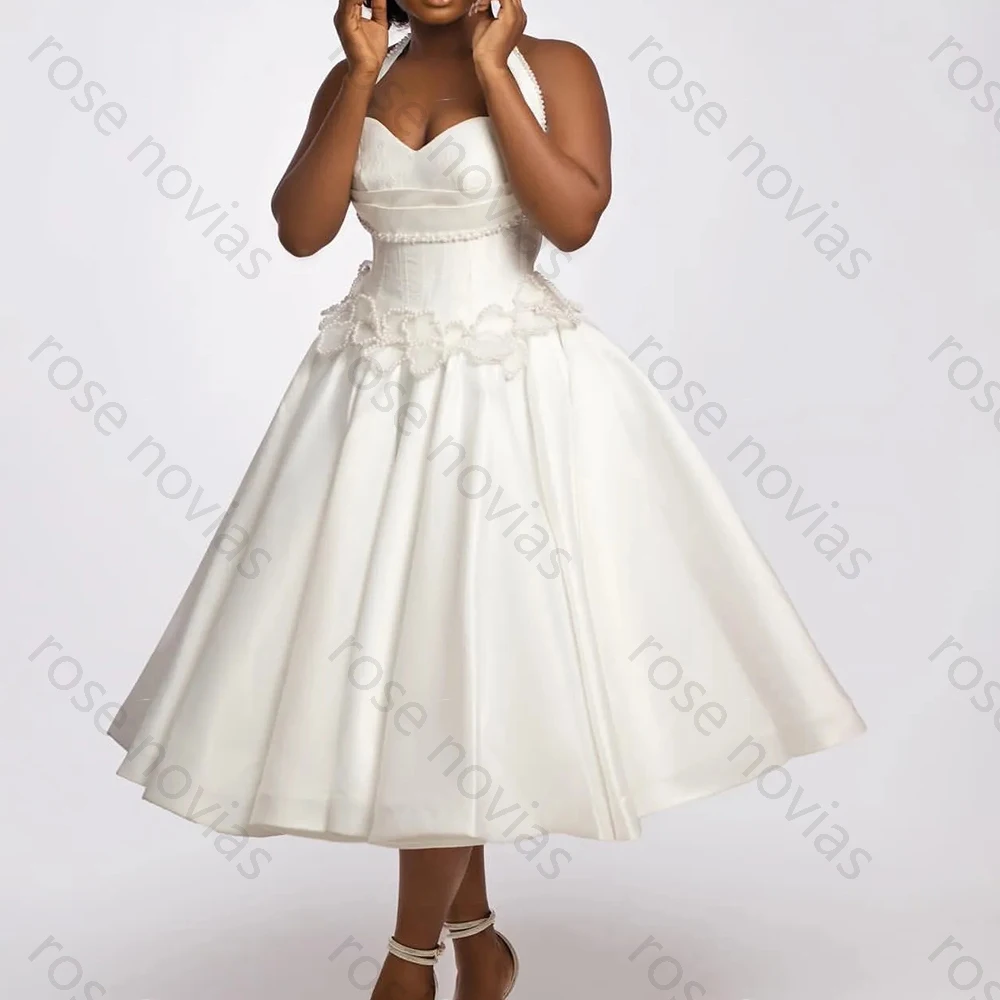 Customized High Quality Satin Elegant Wedding Dresses Sweetheart Beadings Elegant for Floor-Length A-Line for Formal Party Dress