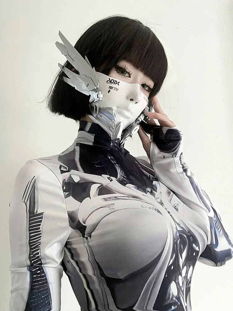 

Сексуальный кибер-панк-механический костюм для косплея для девочек, обтягивающий костюм с низкой талией, длинные брюки с бриллиантами