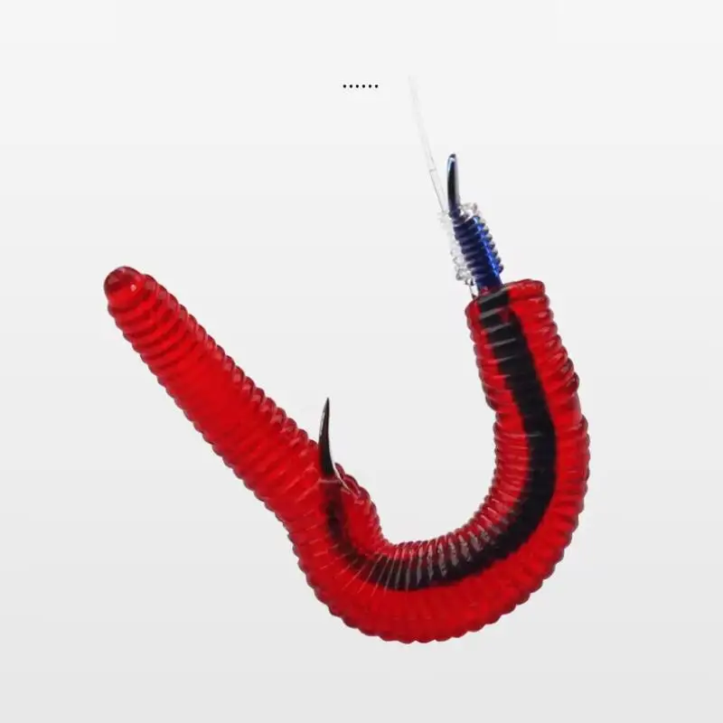 Angelköder 50 Stück Weiche Elastische Rote Wurmköder aus Kunststoff Realistisches Design Langlebig für Süßwasserfischerei – Detail 1