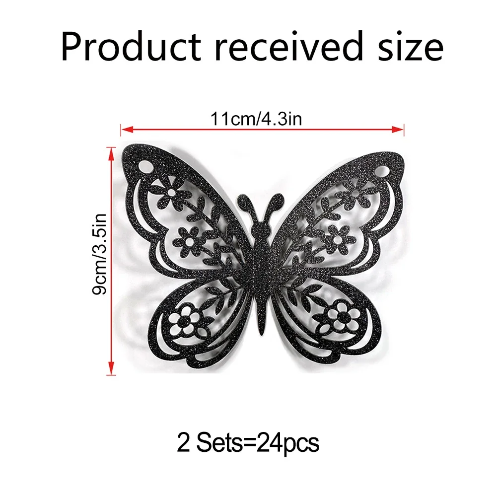 PVC Butterfly Stickers 3D Butterfly Wall Stickers Eye-catching Design Long Lasting Wall Stickers 3D Stickers Silver
