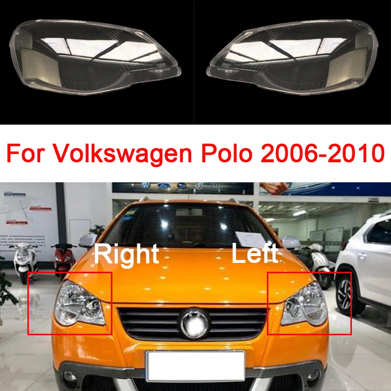 Car Headlight Cover for Volkswagen Polo 2006-2010 Replacement Clear Cover Plexiglass Lampshade Headlamp Shell Car Accessories