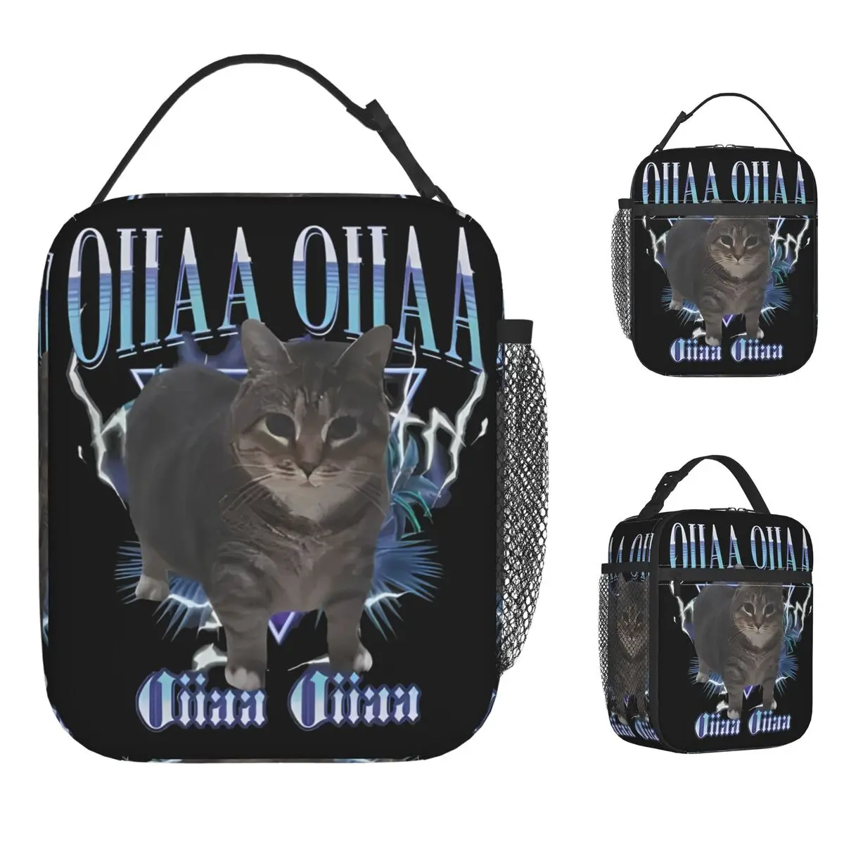 Oiia Oiia Spinning Cat oia Oia  Lunch Bag Leisure Lunch Box Men Picnic Convenient Cooler Bag Oxford Graphic Thermal Lunch Bags