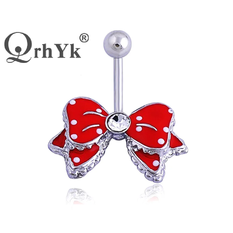 1Pc Stainless Steel Bow Piercing Fake Belly Button Ring Body Jewelry Ornaments For Women Simple Fashion Bow Belly Jewelry