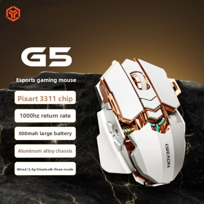 

Беспроводная игровая мышь EWEADN G5 с тремя режимами Bluetooth для ноутбуков и офисной эргономичной мыши