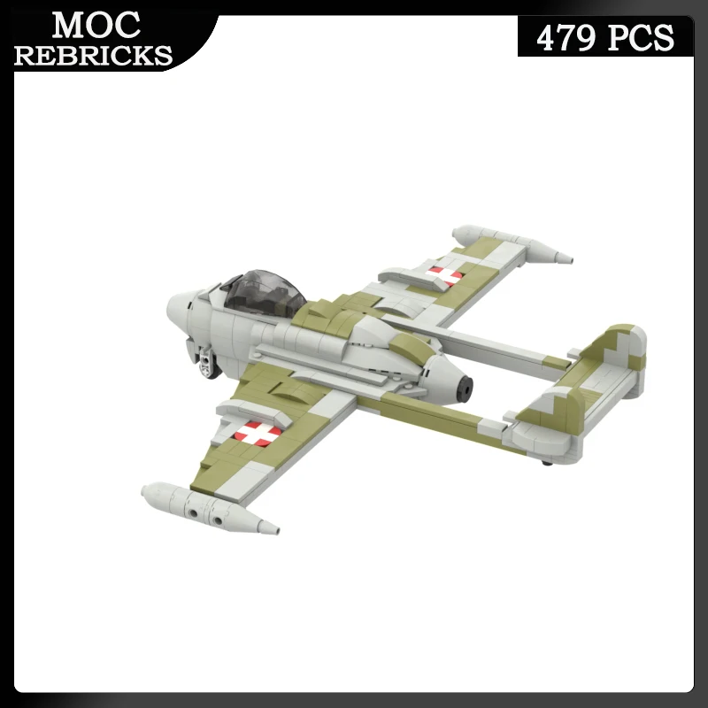 

WW II Military DH 112 Venin Jet Aircraft MOC Building Blocks Night Fighter-Bomber Model Bricks Educational Toys Kid’s XMAS Gifts