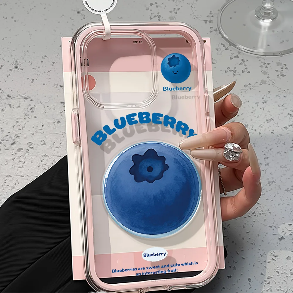 Weiche TPU-Handyhülle in Blaubeer-Optik mit Bonbonfarben für iPhone 13 16 17 Pro Max 11 15 14 12 Air 17promax 2-in-1 Transparente Abdeckung