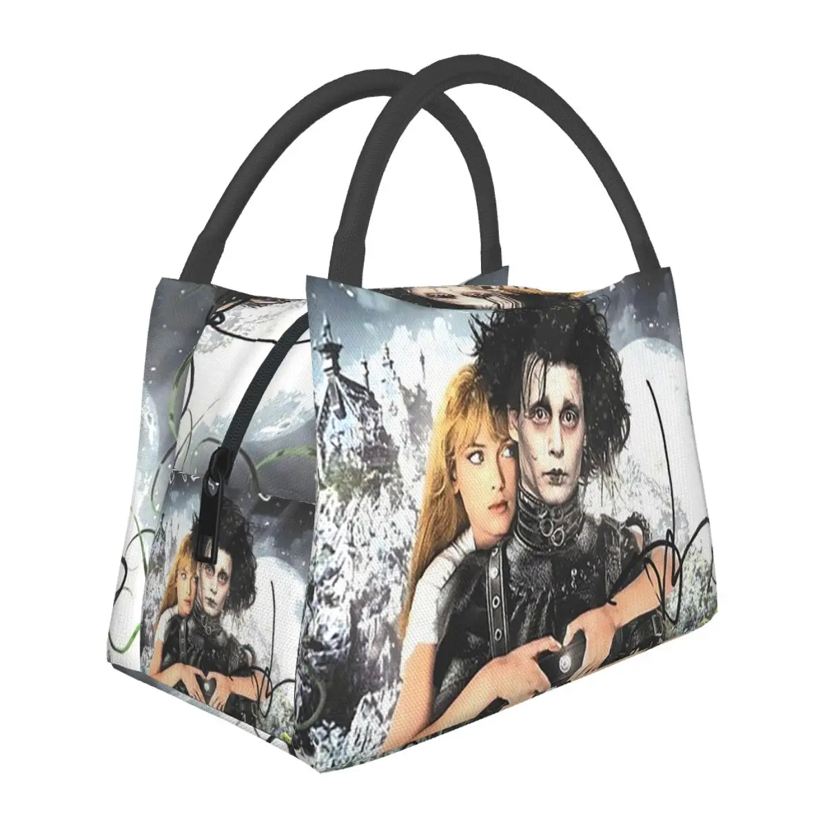 Edward Scissorhands Movie Insulated Lunch Bag for School Bento Storage Food Boxes Container Cooler Thermal Lunch Box Tote