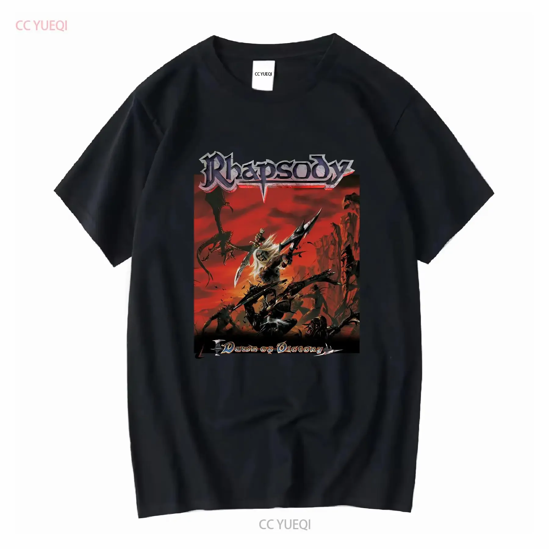 Vintage 2000 Rhapsody of Fire camiseta Dawn Victory manga larga vintage lavado ropa de diseñador homme Casual elegante