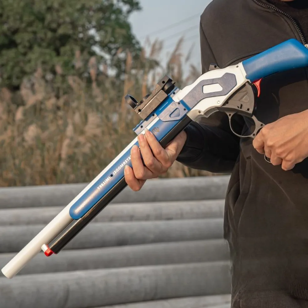 M1887 윈체스터 소프트 총알 장난감 탄피 배출 투척 건 블래스터 플라스틱 수동 발사기 모델 (어린이 및 성인용)