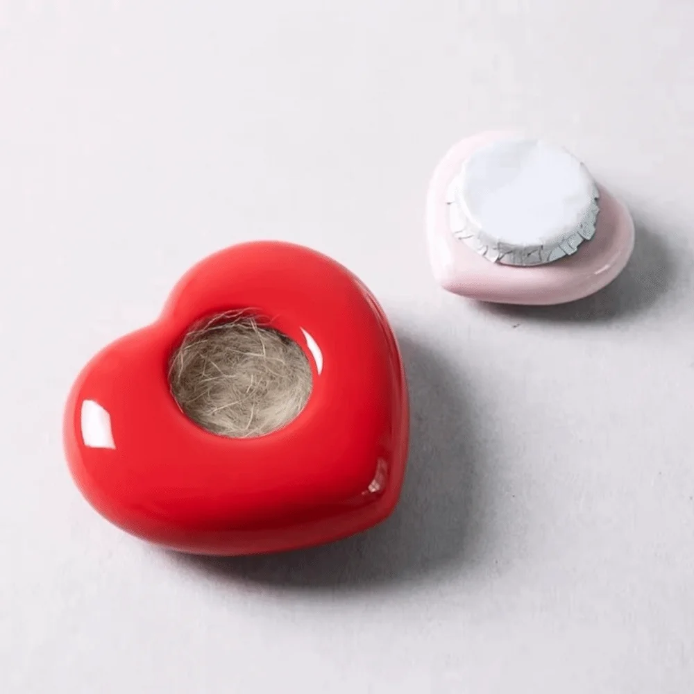 

Home Decor Heart Shaped Tea Jar Ceramic Mini Tea Container Decorative Sealed Jar Rouge Lipstick