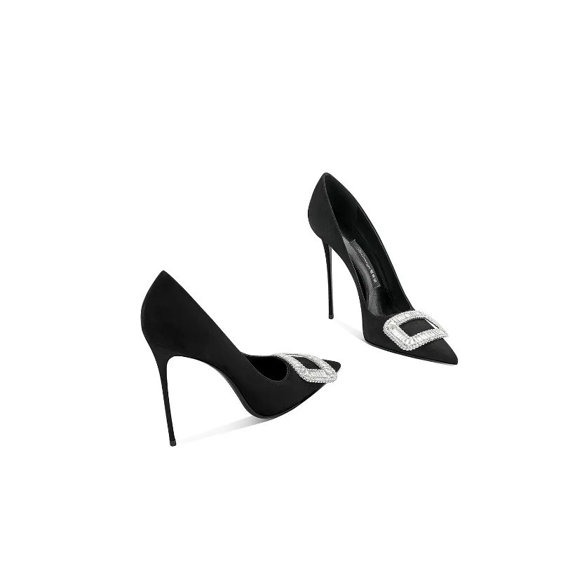 

Black pointed thin heel sexy high heels for women 2025 new French versatile and non tiring shallow mouth single shoes
