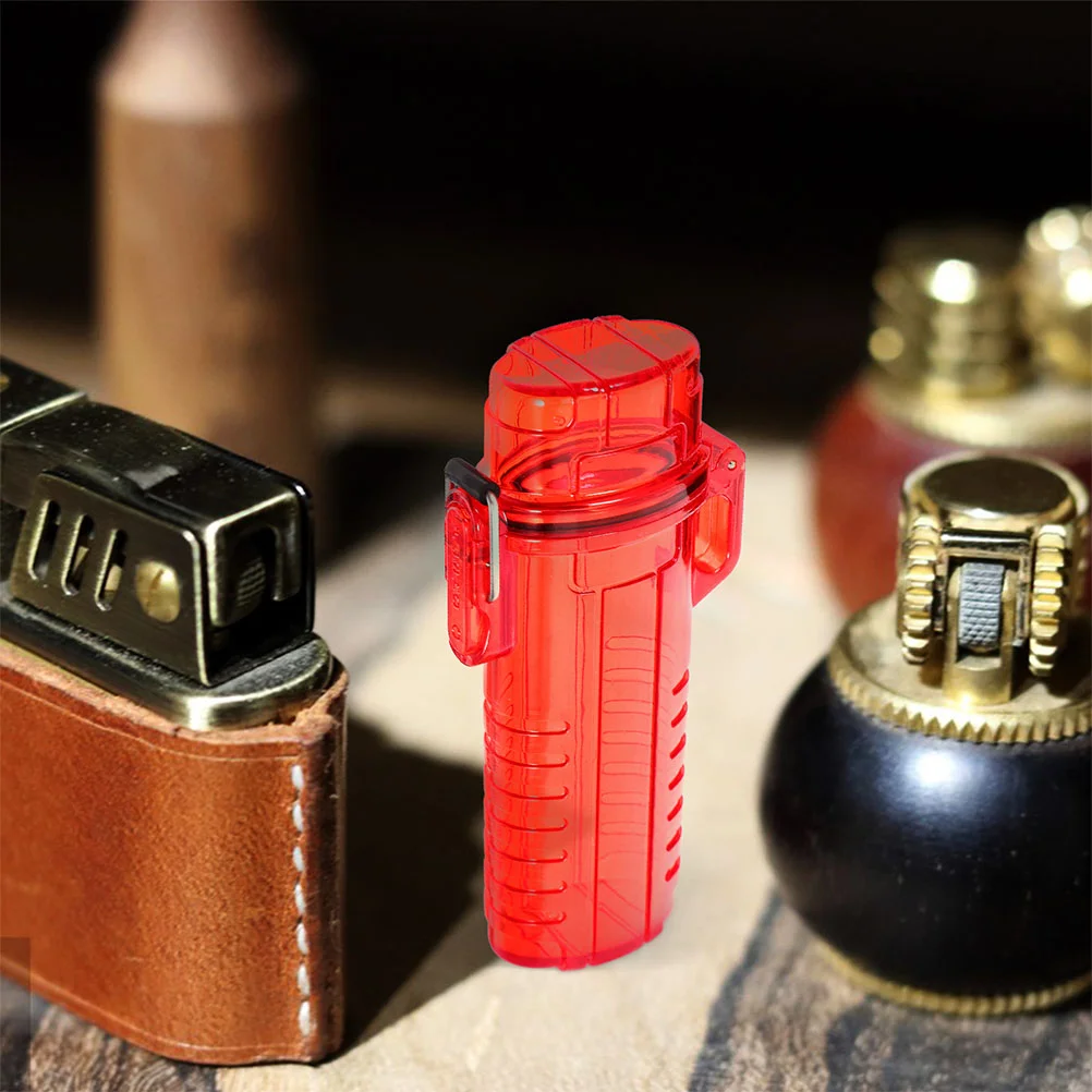 2 Pcs Waterproof Lighter Box Cigarette Lighters Holder Protective Sleeve Case Cover Metal Mini Plastic Storage Bag