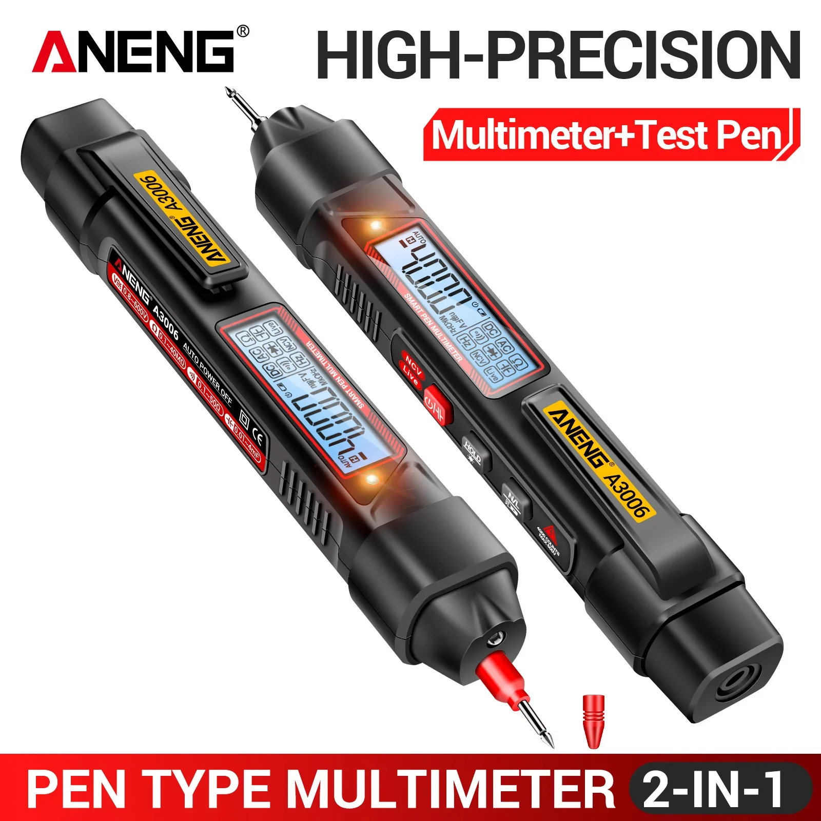 

ANENG A3006 Digital Multimeter Pen Type 4000 Counts AC DC Voltage Tester Resistance Capacitance Diode Test Electrician Tools