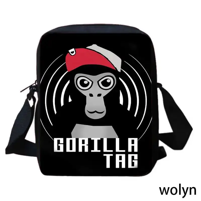 Gorilla Satchel Tag bolsos de hombro para niños y niñas, bolso escolar con estampado de dibujos animados, bolso cruzado con luces, bolso de compras