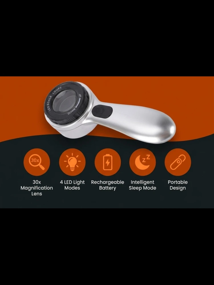 Portable Dermatoscope 30x HD Magnification 4 LED Light Modes Handheld Dermatoscope for Home and Salon Use Portable Dermatoscope