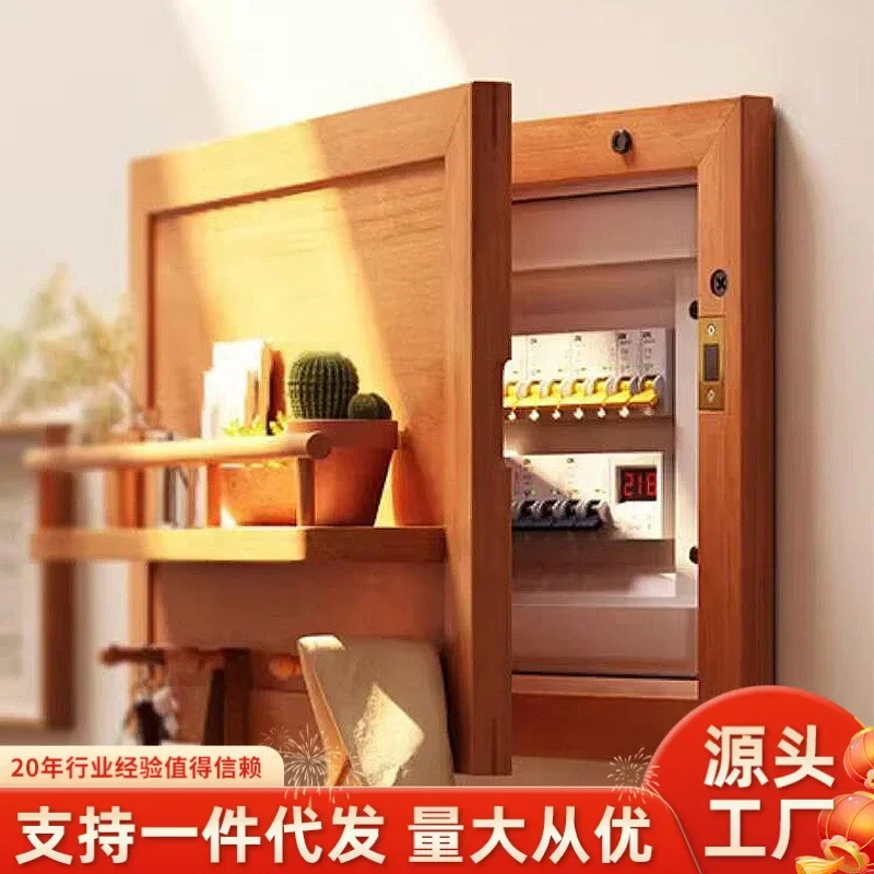 Meter box decorative painting distribution box wall hanging hanger wall shelf solid wood multi-functional door hanging hook