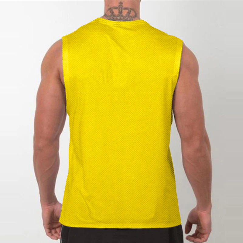 New Gym Bodybuilding Fitness Mens Running Sport Sleeveless Muscle Tank Tops Summer Mesh Breathable Quick Dry Cool Feeling Shirt