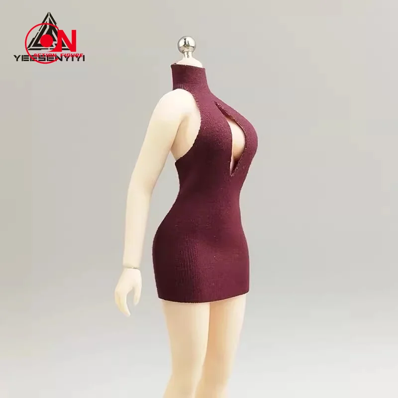 1/12 peito aberto gola alta saia curta roupas acessório modelo caber 6 ''bjd shf tbl soldado feminino figura de ação corpo bonecas