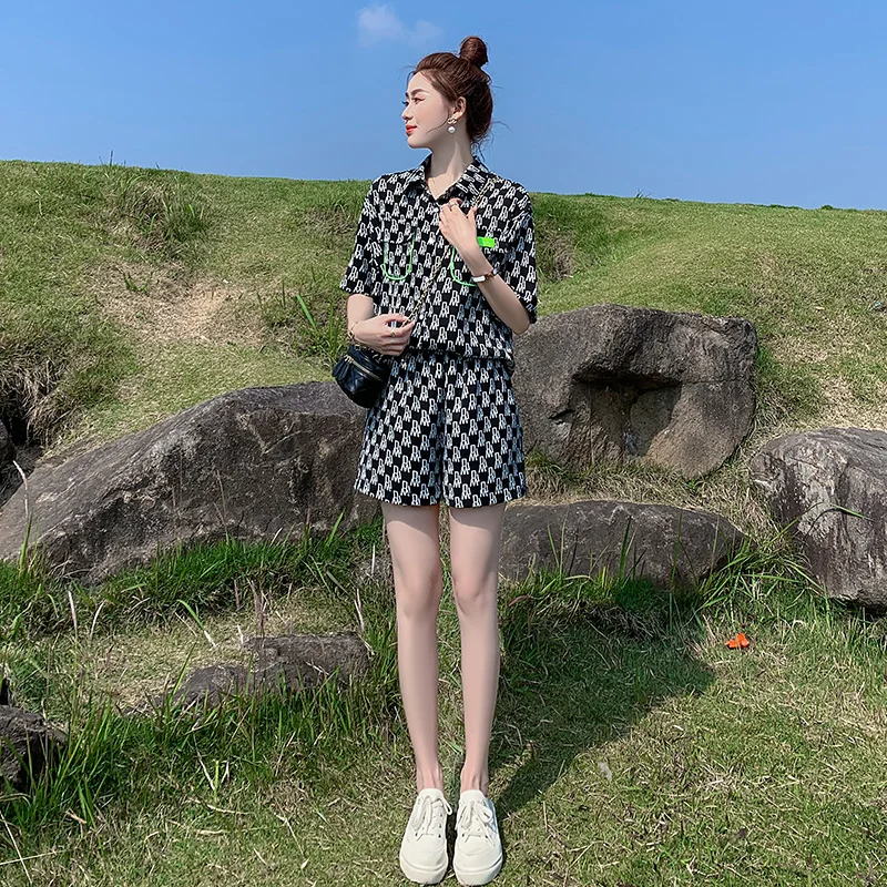 

Casual Sporty Shorts Set Women's Fashionable Street Style Slimming Two-Piece Suit Summer Trendy Polyester Fiber Online Exclusive