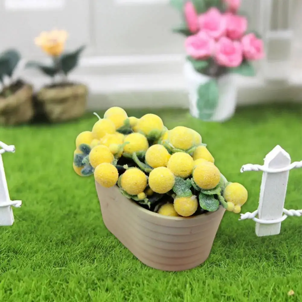 Rumah boneka, ornamen bunga Bonsai Resin realistis ornamen rumah boneka Model tanaman pot untuk dekorasi rumah untuk rumah boneka