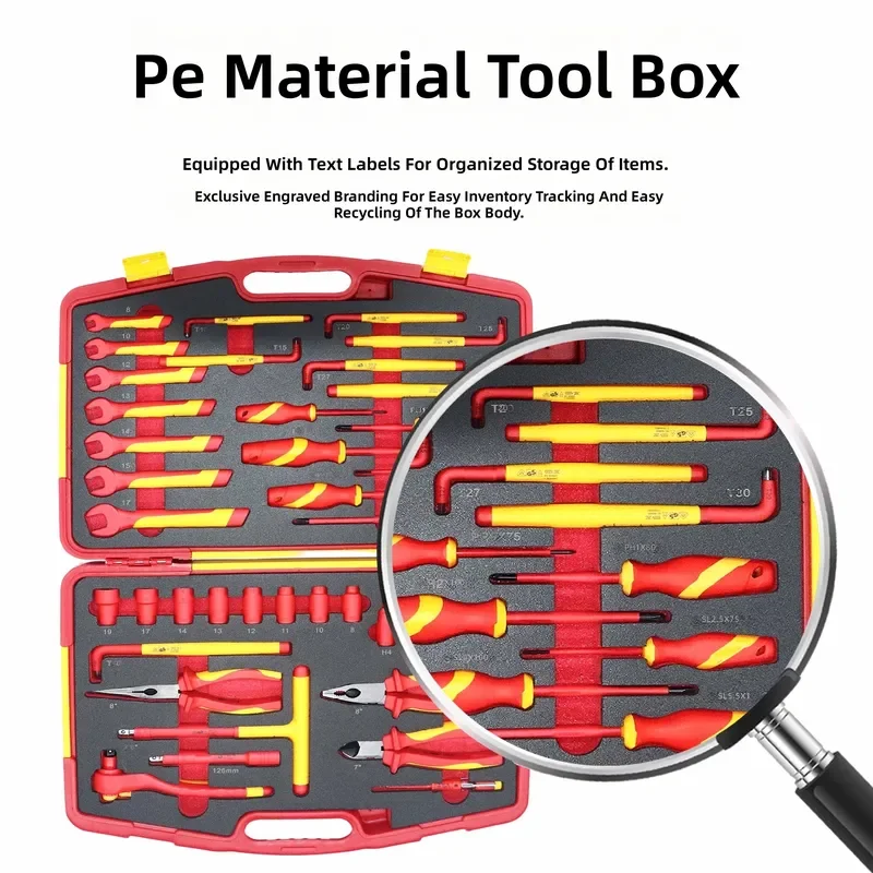 for 39 Pieces New Energy Insulation Tool Set VDE Screwdriver Ratchet Wrench Pliers Sleeve Electrician Auto Repair Kit