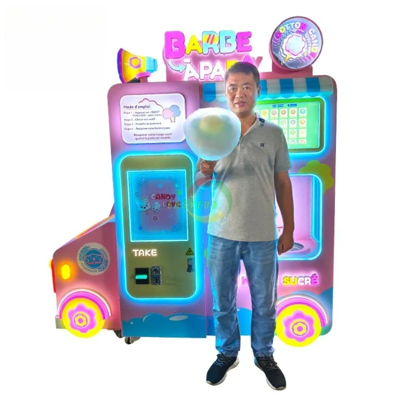 Cotton Candy Robot Making Machine With Sugar Candy Floss Vending Machine cotton candy machine kids