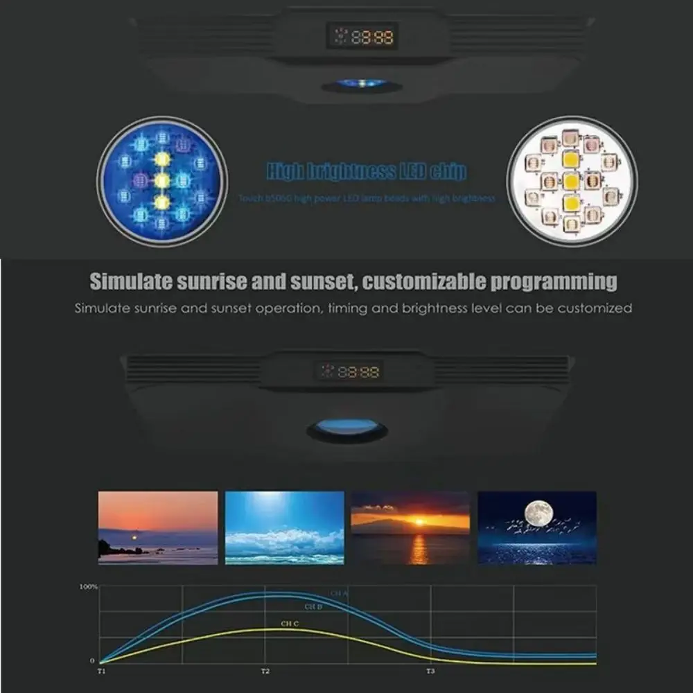 الأطياف أكوا نايت V3 LED حوض السمك ضوء الطيف الكامل للبرمجة شروق الشمس غروب الشمس 60 واط خزان الأسماك المياه المالحة الشعاب المرجانية