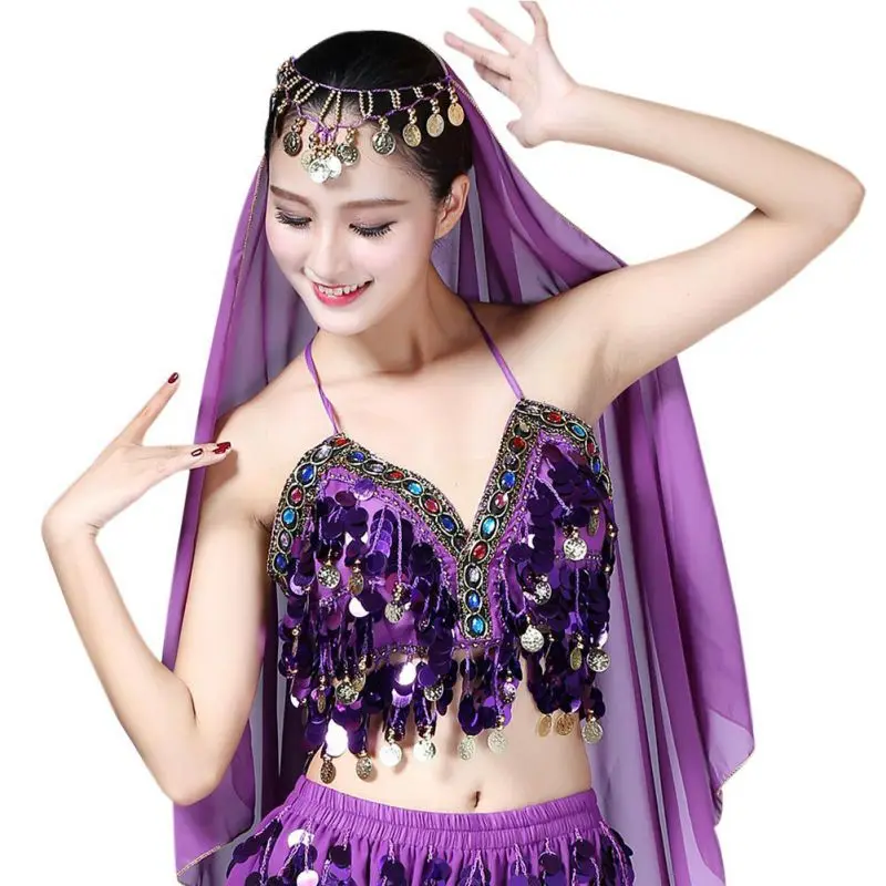 Belly Dance Bra Sequined Beaded Top Dancing Costume Fringe Costume