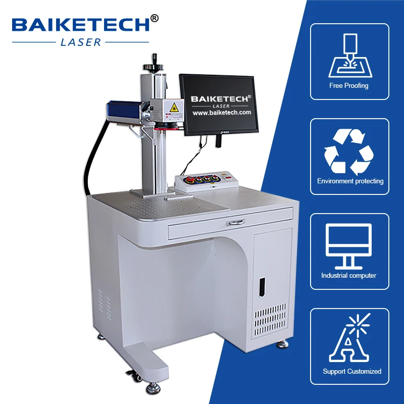 FM-400 PLUS II High-Speed Fiber Laser Marking System for Permanent QR Codes, Dates, Text on Stainless Steel Cups, Lighters