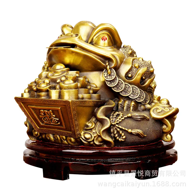 Pure copper golden toad ornament, copper toad bringing in wealth, toad in a treasure bowl, seven-star toad, three-legged toad