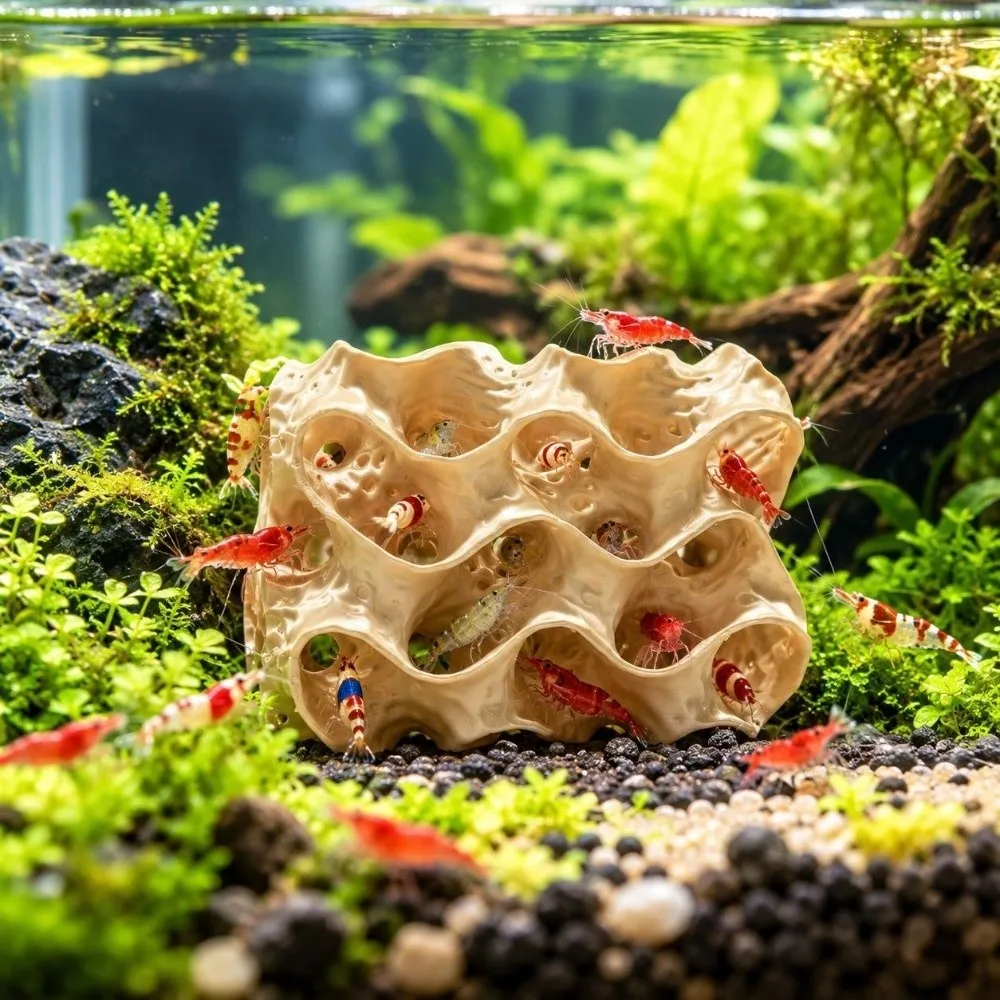 3D Printed Porous Fish Breeding Cave Wave-Shape Hollow Out Aquarium Shrimp Shelter Plastic Multi Channel