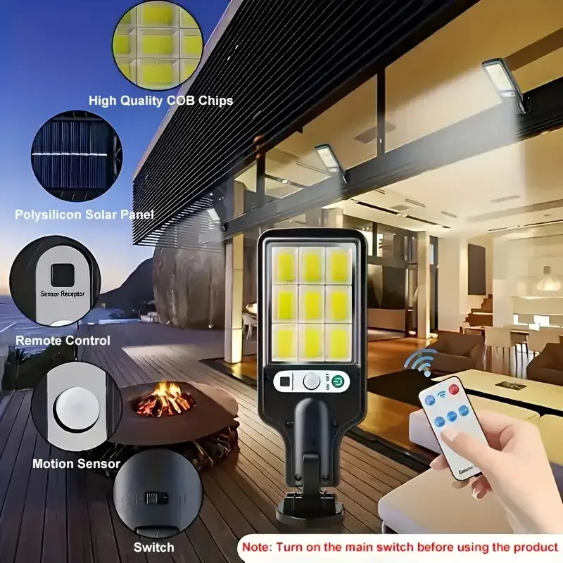 Motion Sensor 108 LED Solar Lights Outdoor With 3 Mode Waterproof Security Lighting LED Wall Street Lamp for Garden Patio Path